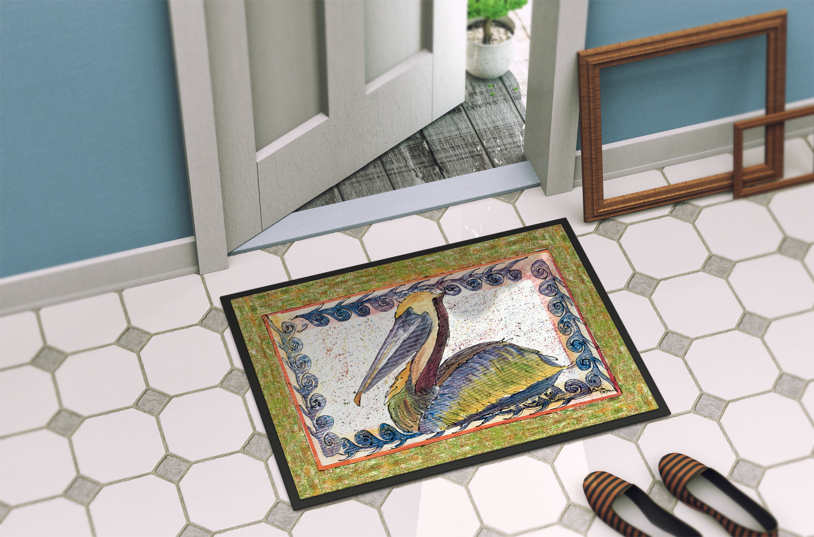 Pelican Doormat Indoor Outdoor 24H X 36W Front Door Mat Rugs for Entryway, Non Slip Washable Low Pile,