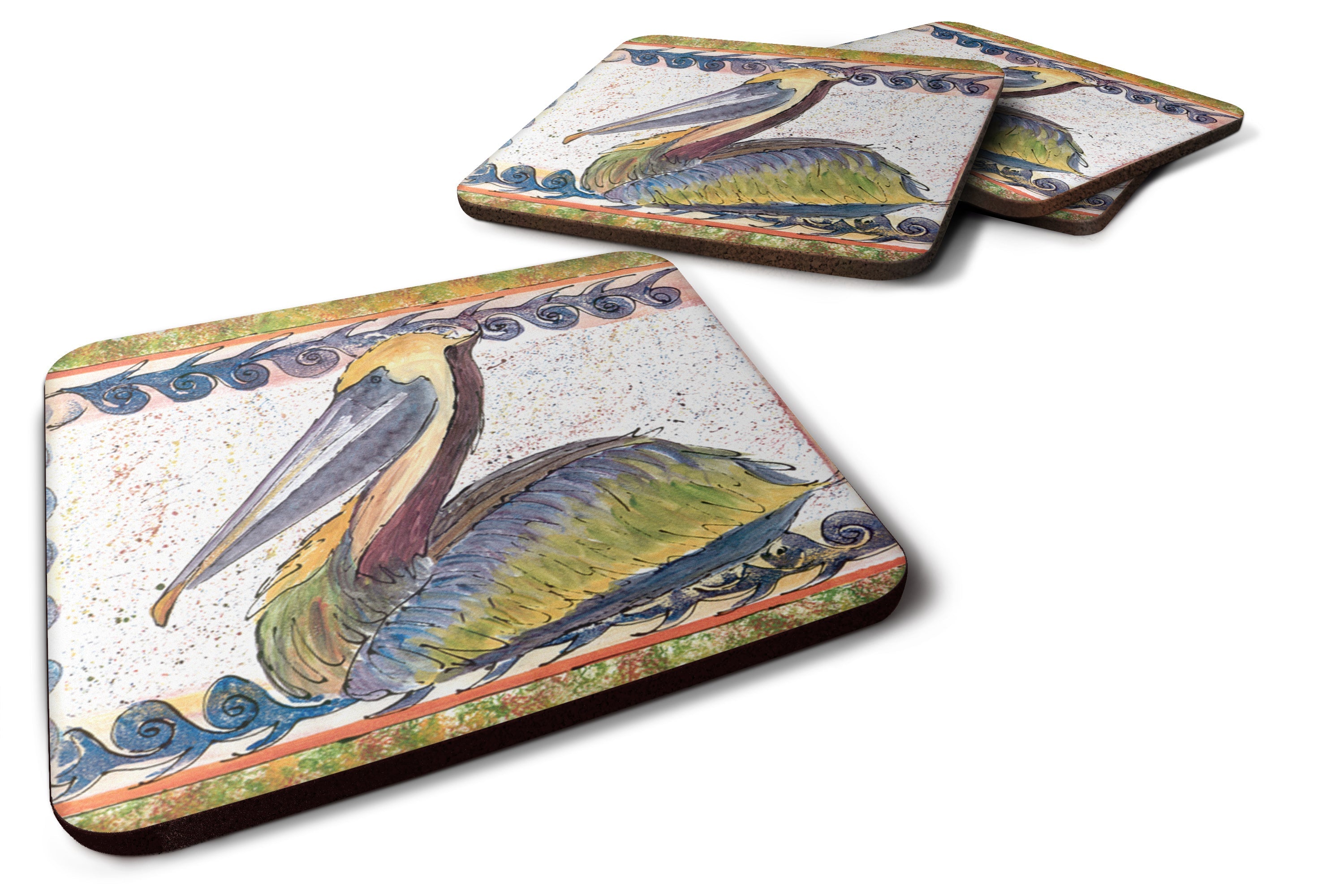 Pelican Foam Coasters Set of 4 Cup Coasters for Indoor Outdoor, Tabletop Protection, Anti Slip, Mouse pad Material