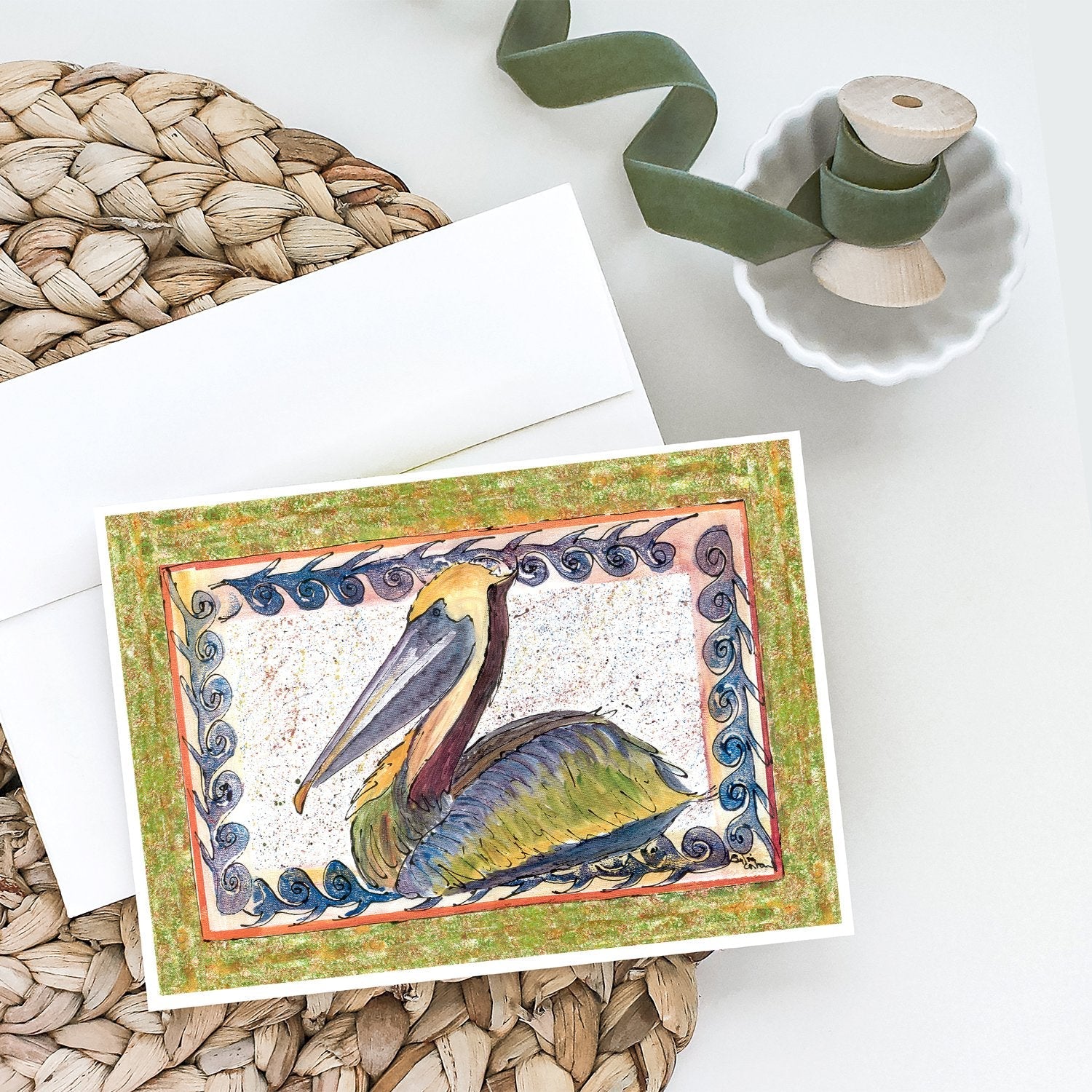 Pelican Greeting Cards Pack of 8 Blank Cards with Envelopes Whimsical A7 Size 5x7