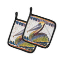 Pelican Pot Holder Set of 2 Heat Resistant Quilted Hot Pads 7.5 x 7.5 Inch, Insulated Kitchen Trivets for Cooking & Baking
