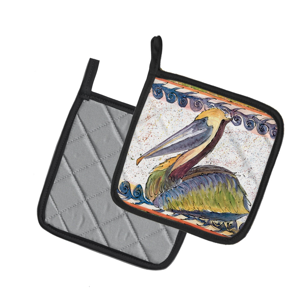 Pelican Pot Holder Set of 2 Heat Resistant Quilted Hot Pads 7.5 x 7.5 Inch, Insulated Kitchen Trivets for Cooking & Baking