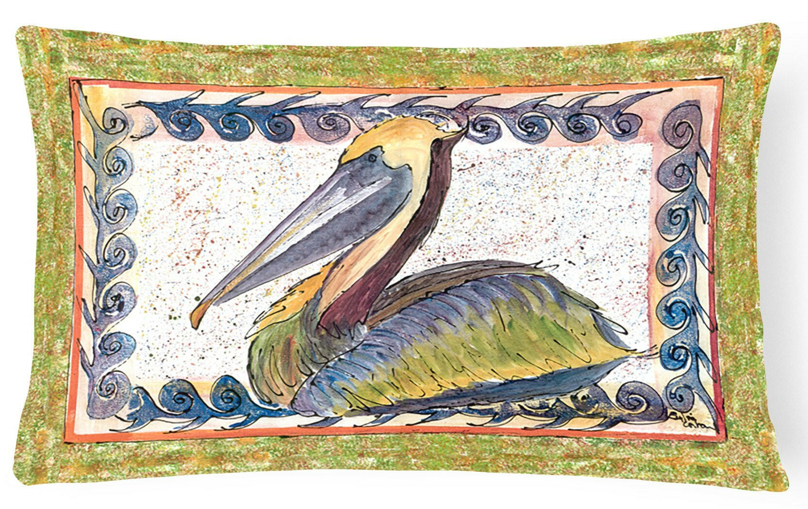 Pelican Decorative Throw Pillow 12x16 Indoor Outdoor Accent Cushion, Fabric Cover with Insert for Sofa, Bed, Porch & Living Room