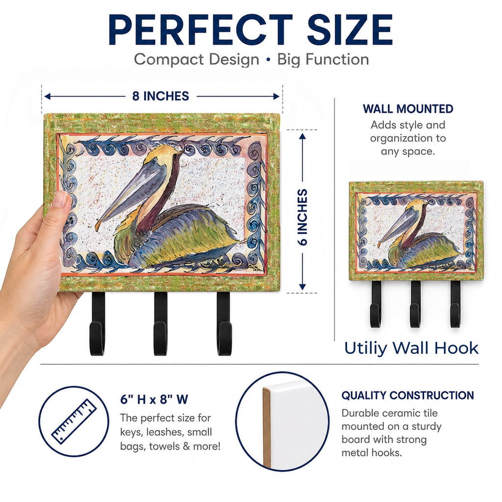Pelican Leash or Key Holder Wall Hooks, Coat Rack Wall Mount, for Hanging Keys, Towels, Aprons, Leashes
