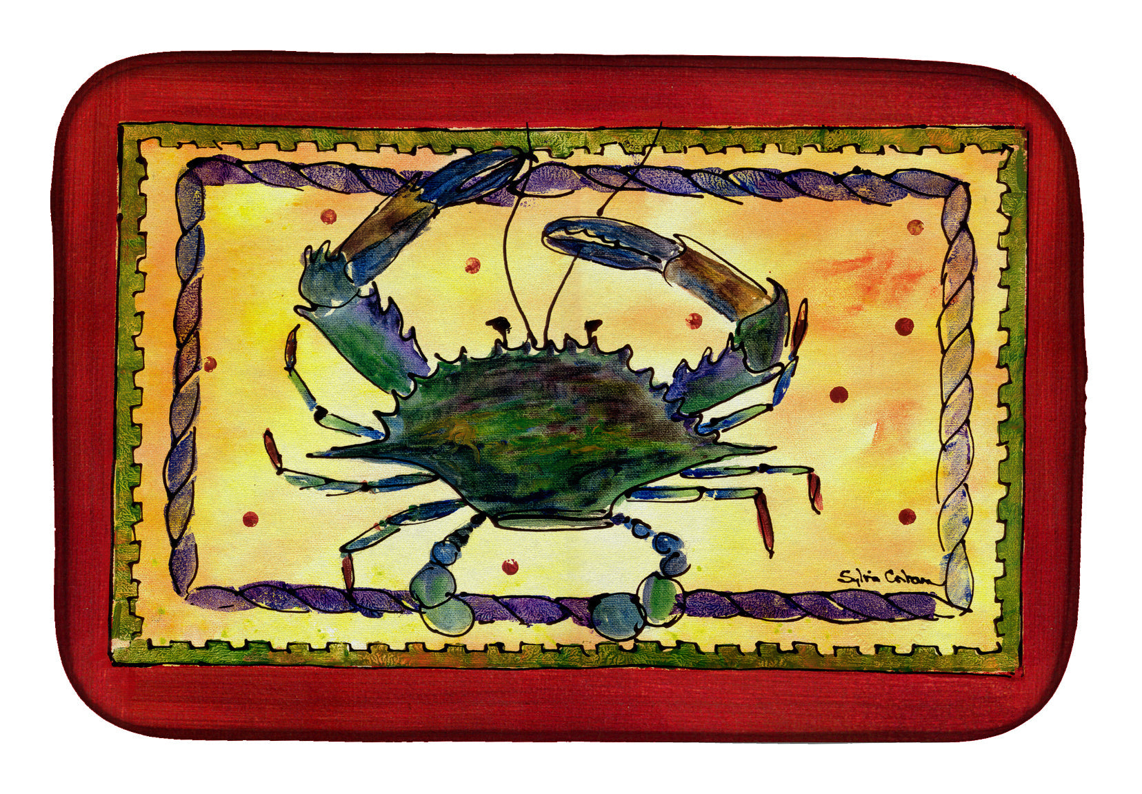 Crab Dish Drying Mat Absorbent Dish Drying Mat Pad for Kitchen Counter Dish Drainer Mat for Countertop, 14 x 21", Multicolor