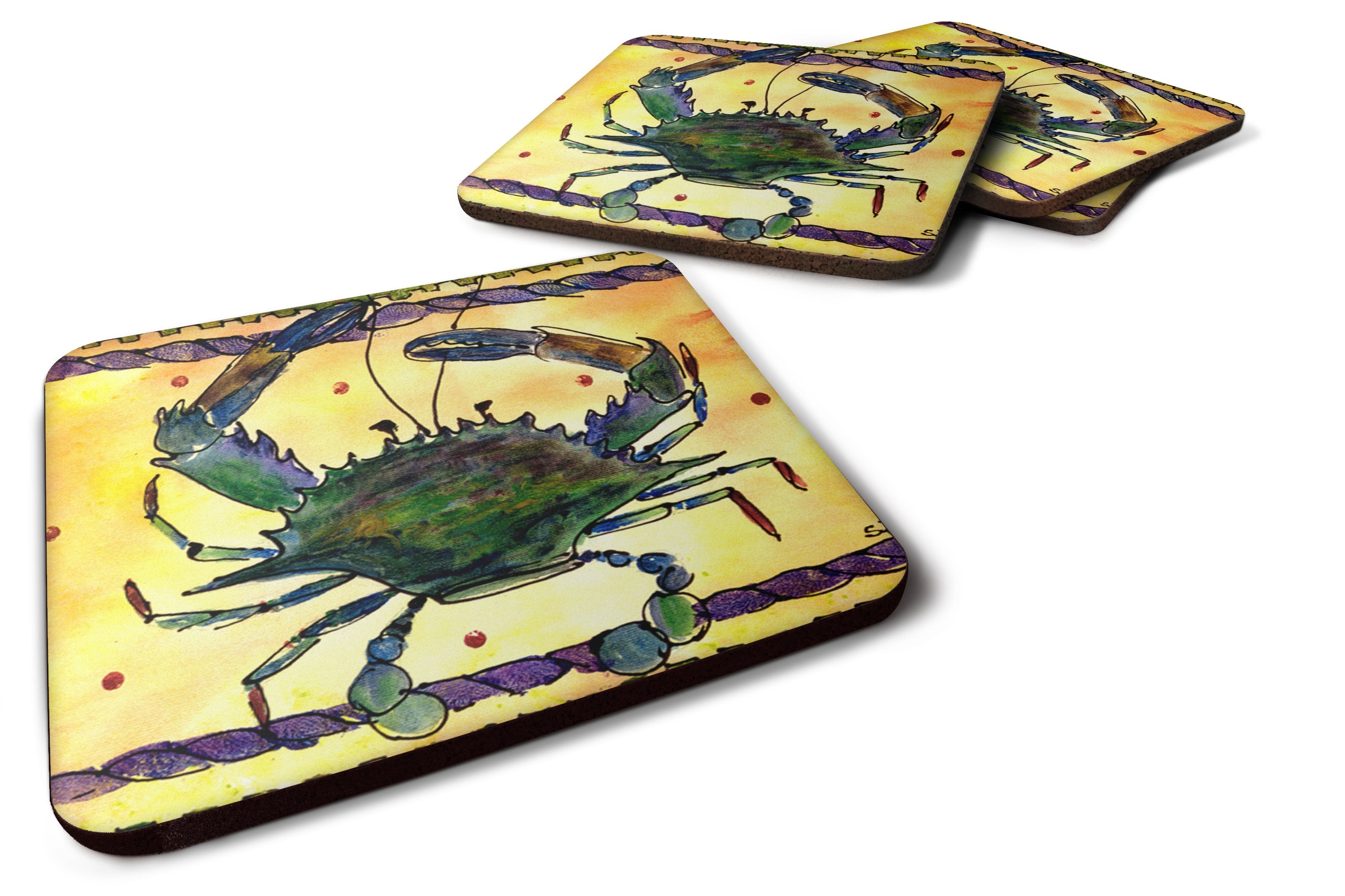 Crab Foam Coasters Set of 4 Cup Coasters for Indoor Outdoor, Tabletop Protection, Anti Slip, Mouse pad Material