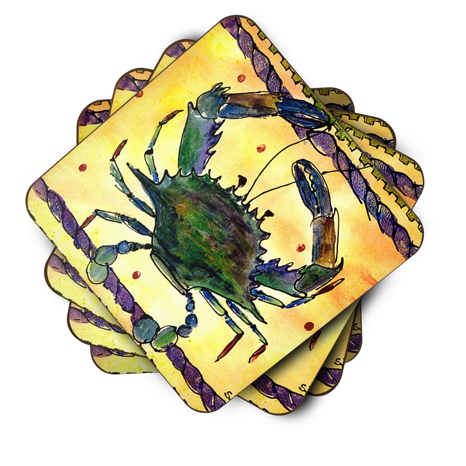 Crab Foam Coasters Set of 4 Cup Coasters for Indoor Outdoor, Tabletop Protection, Anti Slip, Mouse pad Material