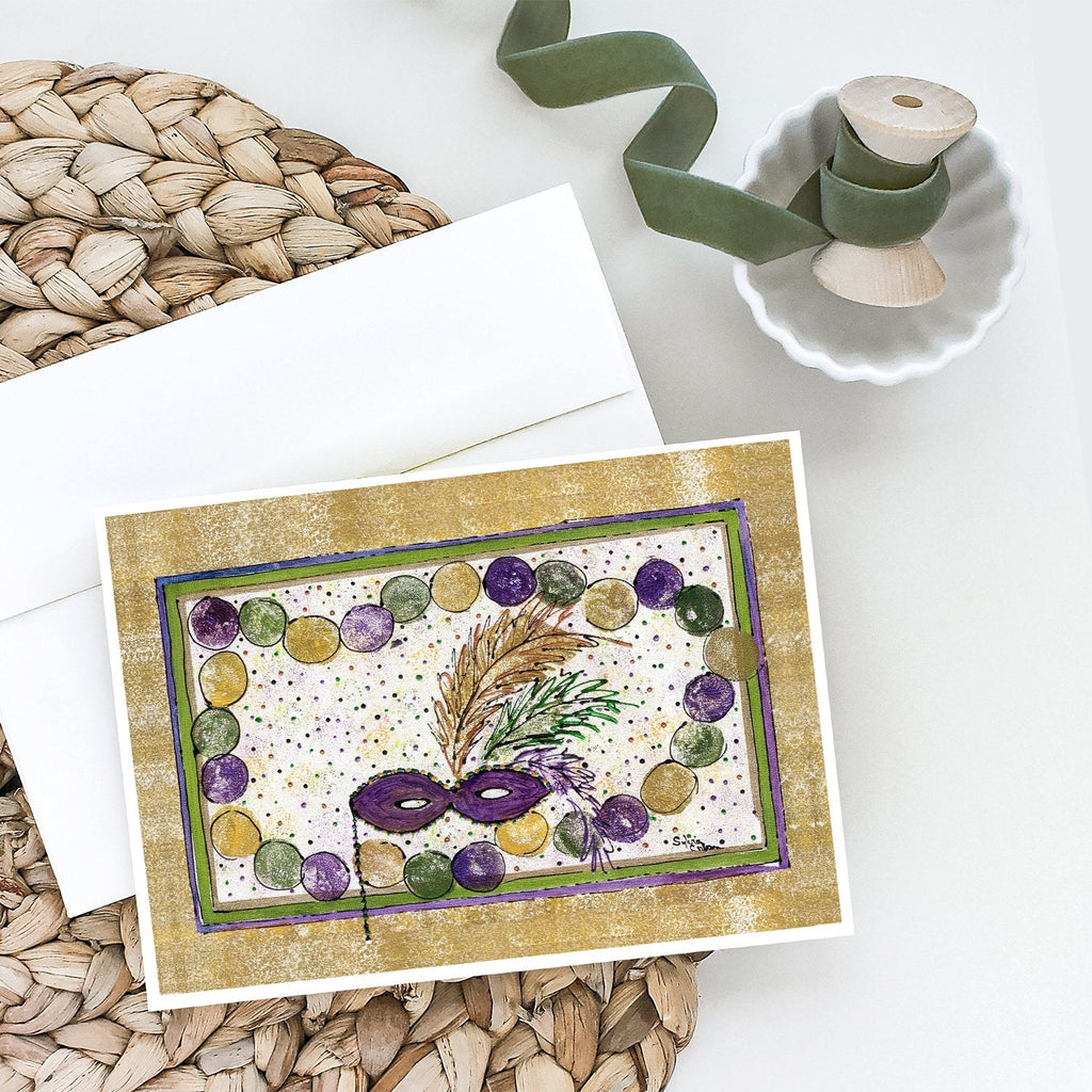 Mardi Gras Beads Greeting Cards Pack of 8 Blank Cards with Envelopes Whimsical A7 Size 5x7