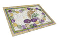 Mardi Gras Beads Cutting Board Tempered Glass Kitchen Cutting Surface, Heat Resistant Chopping, Non-Slip Feet, Food Prep & Serving