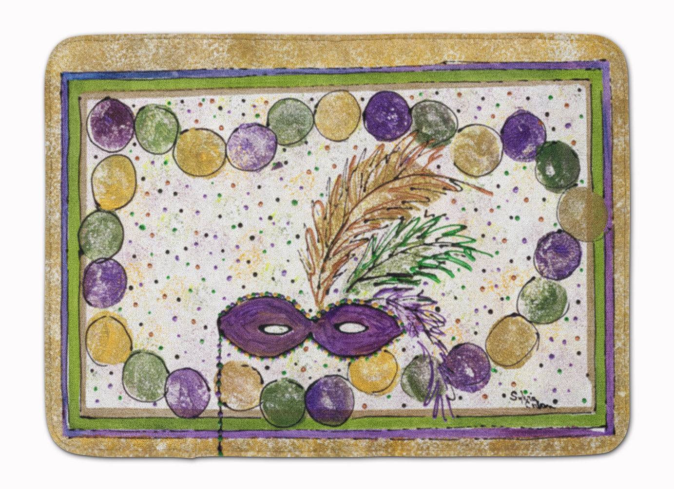 Mardi Gras Beads Memory Foam Kitchen Mat Machine Washable Anti-Fatigue Cushion Comfort Bath or Kitchen Rug