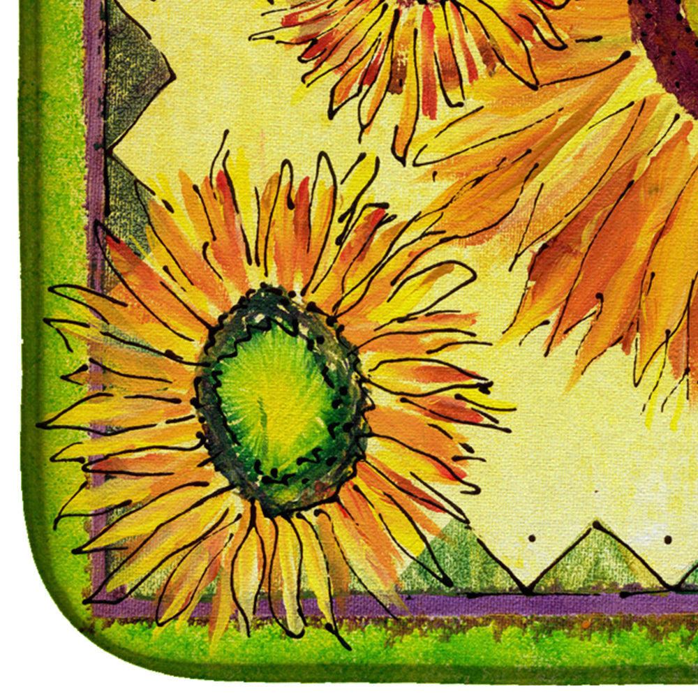 Flower - Sunflower Dish Drying Mat Absorbent Dish Drying Mat Pad for Kitchen Counter Dish Drainer Mat for Countertop, 14 x 21", Multicolor