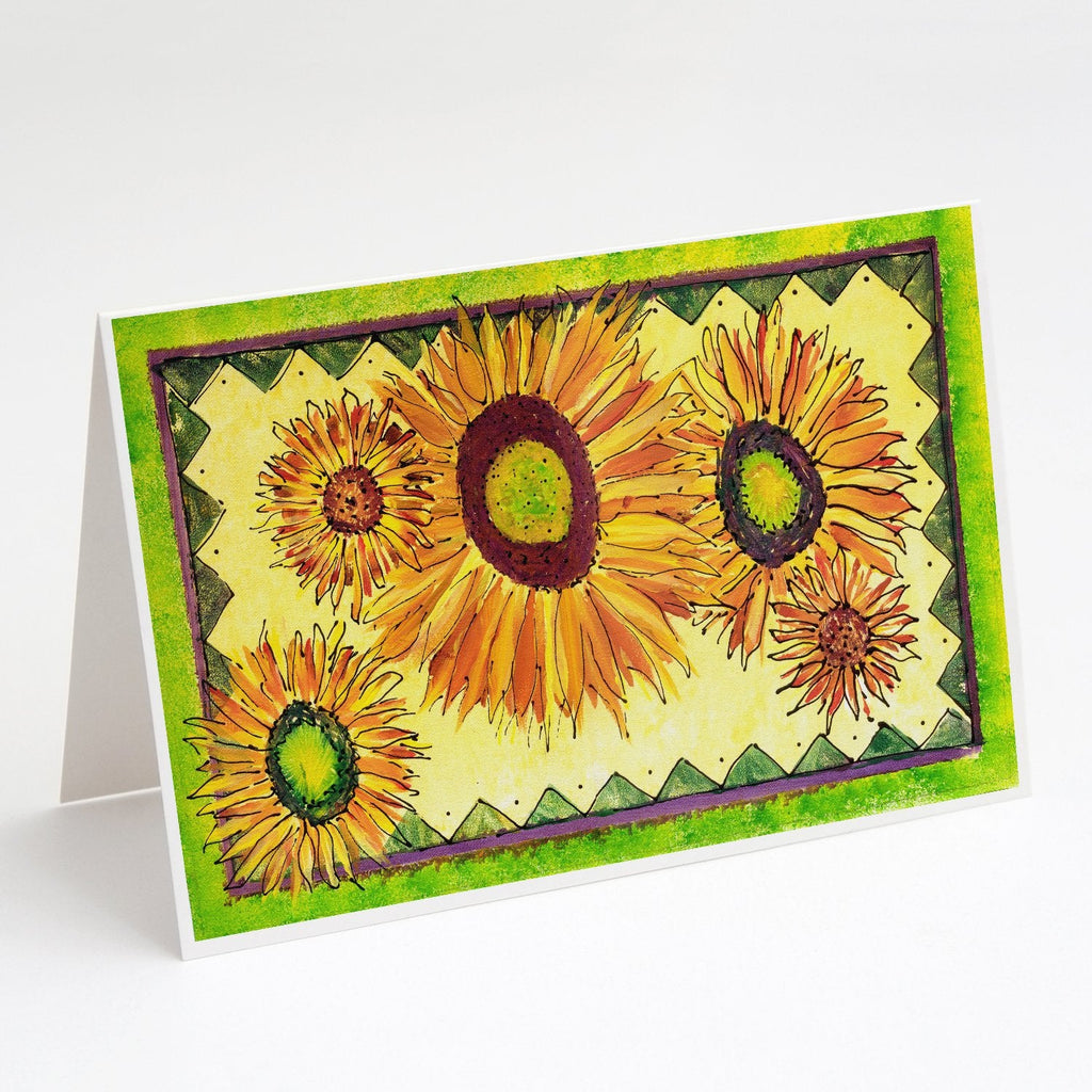 Flower - Sunflower Greeting Cards Pack of 8 Blank Cards with Envelopes Whimsical A7 Size 5x7