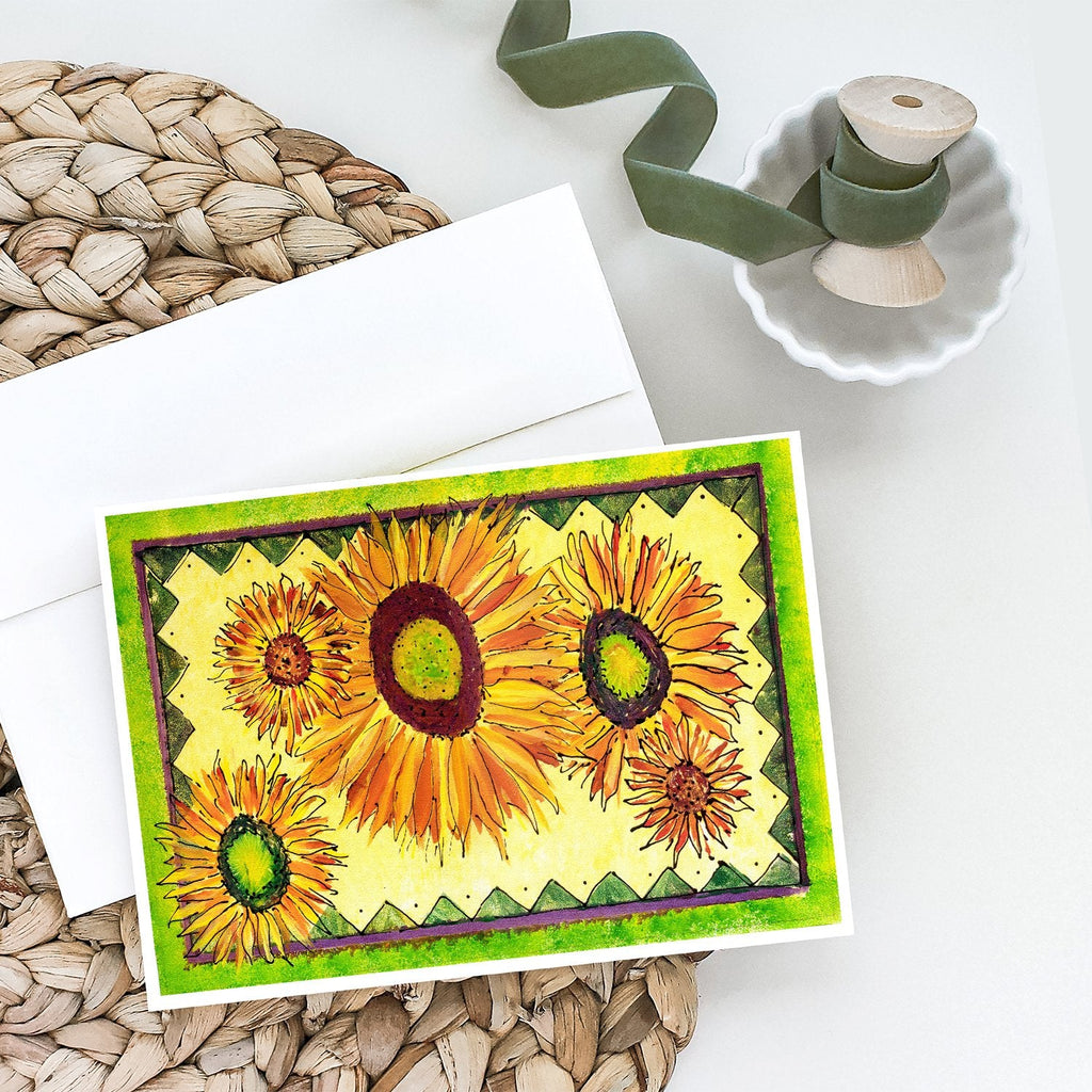 Flower - Sunflower Greeting Cards Pack of 8 Blank Cards with Envelopes Whimsical A7 Size 5x7