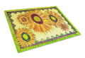 Flower - Sunflower Cutting Board Tempered Glass Kitchen Cutting Surface, Heat Resistant Chopping, Non-Slip Feet, Food Prep & Serving