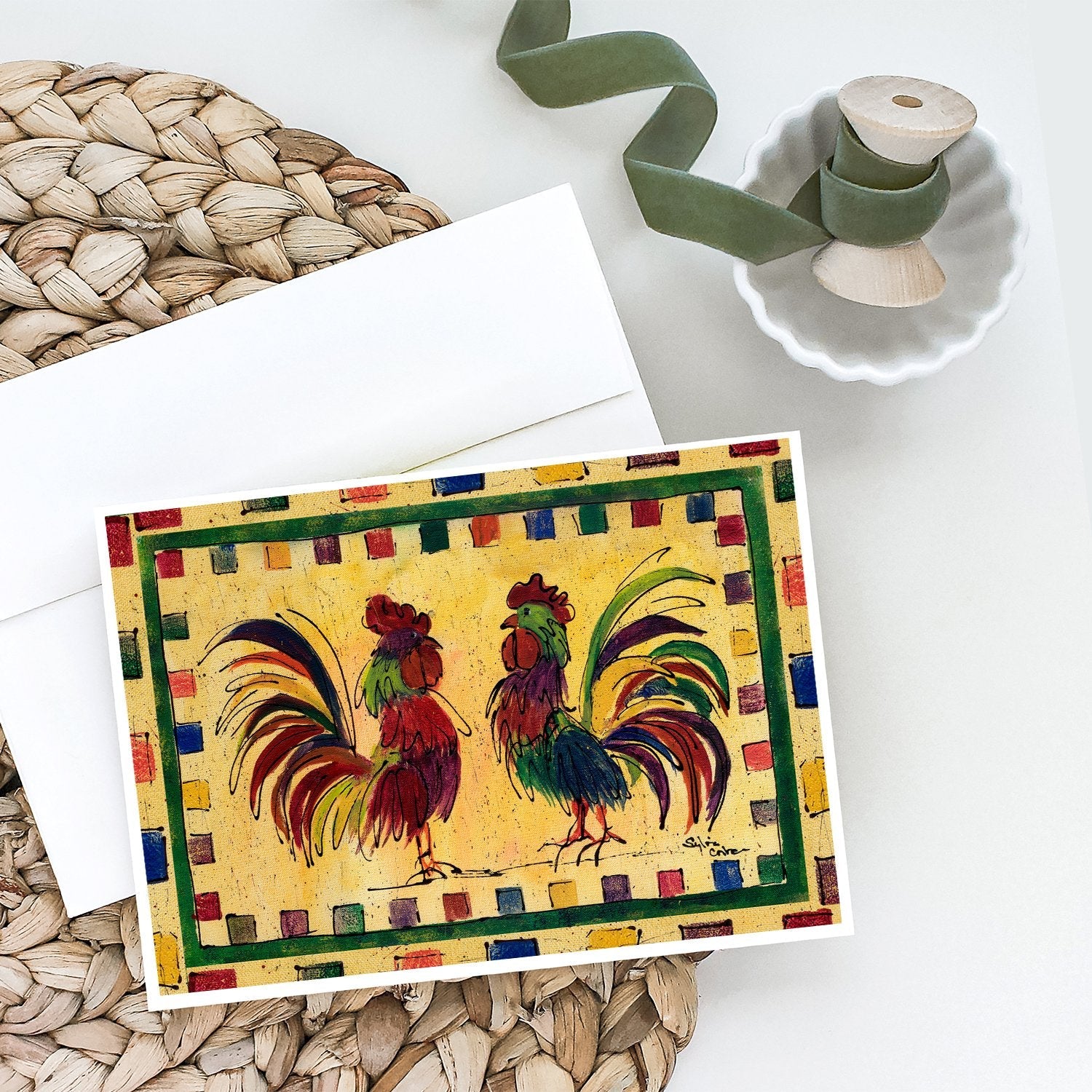 Bird - Rooster Greeting Cards Pack of 8 Blank Cards with Envelopes Whimsical A7 Size 5x7