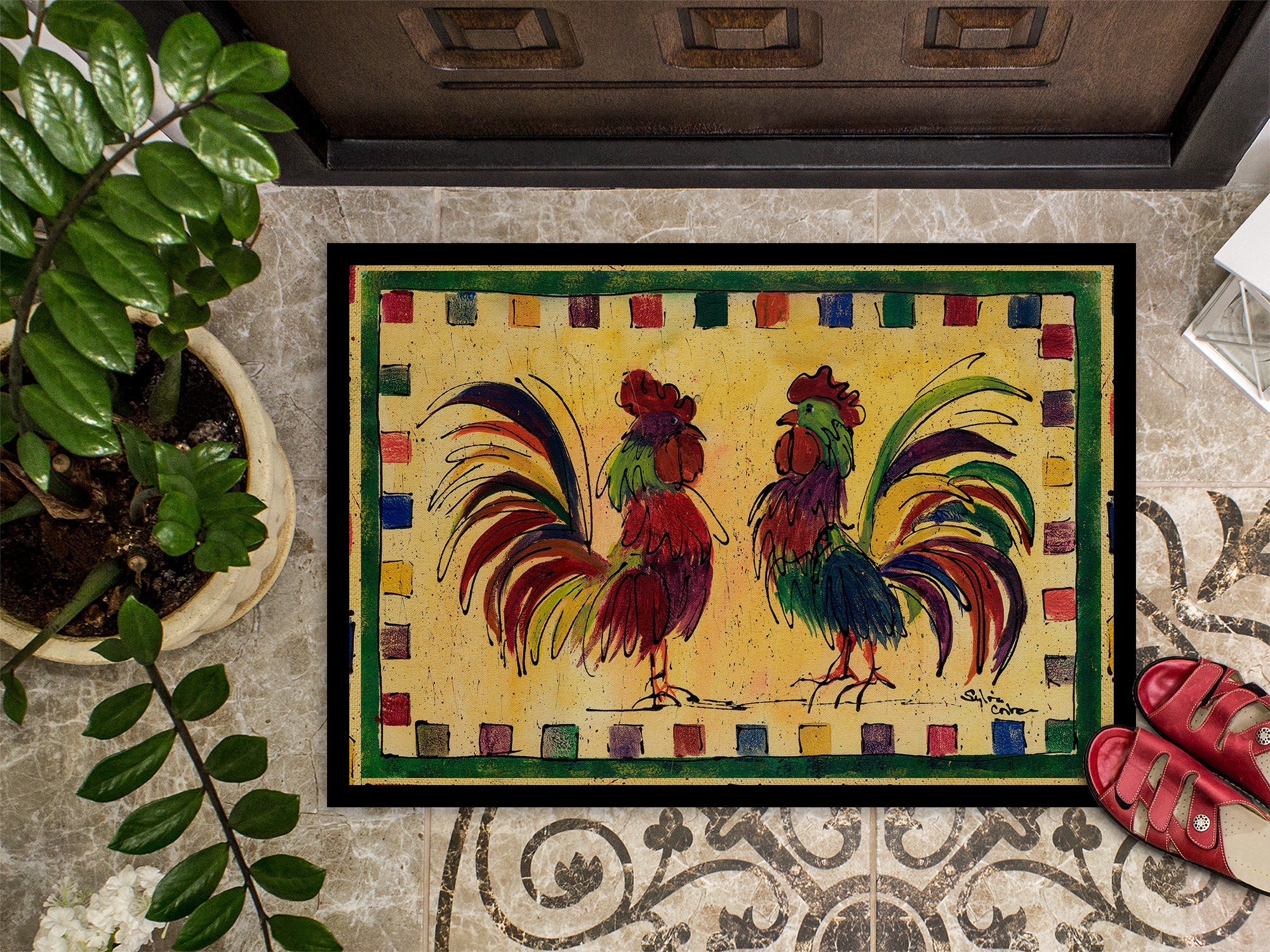 Bird - Rooster Doormat Indoor Outdoor 24H X 36W Front Door Mat Rugs for Entryway, Non Slip Washable Low Pile,