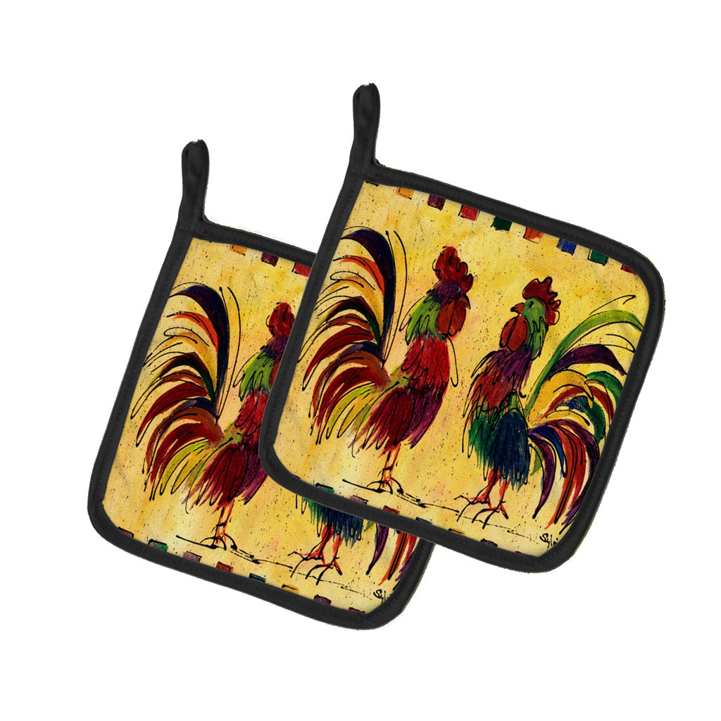 Bird - Rooster Pot Holder Set of 2 Heat Resistant Quilted Hot Pads 7.5 x 7.5 Inch, Insulated Kitchen Trivets for Cooking & Baking