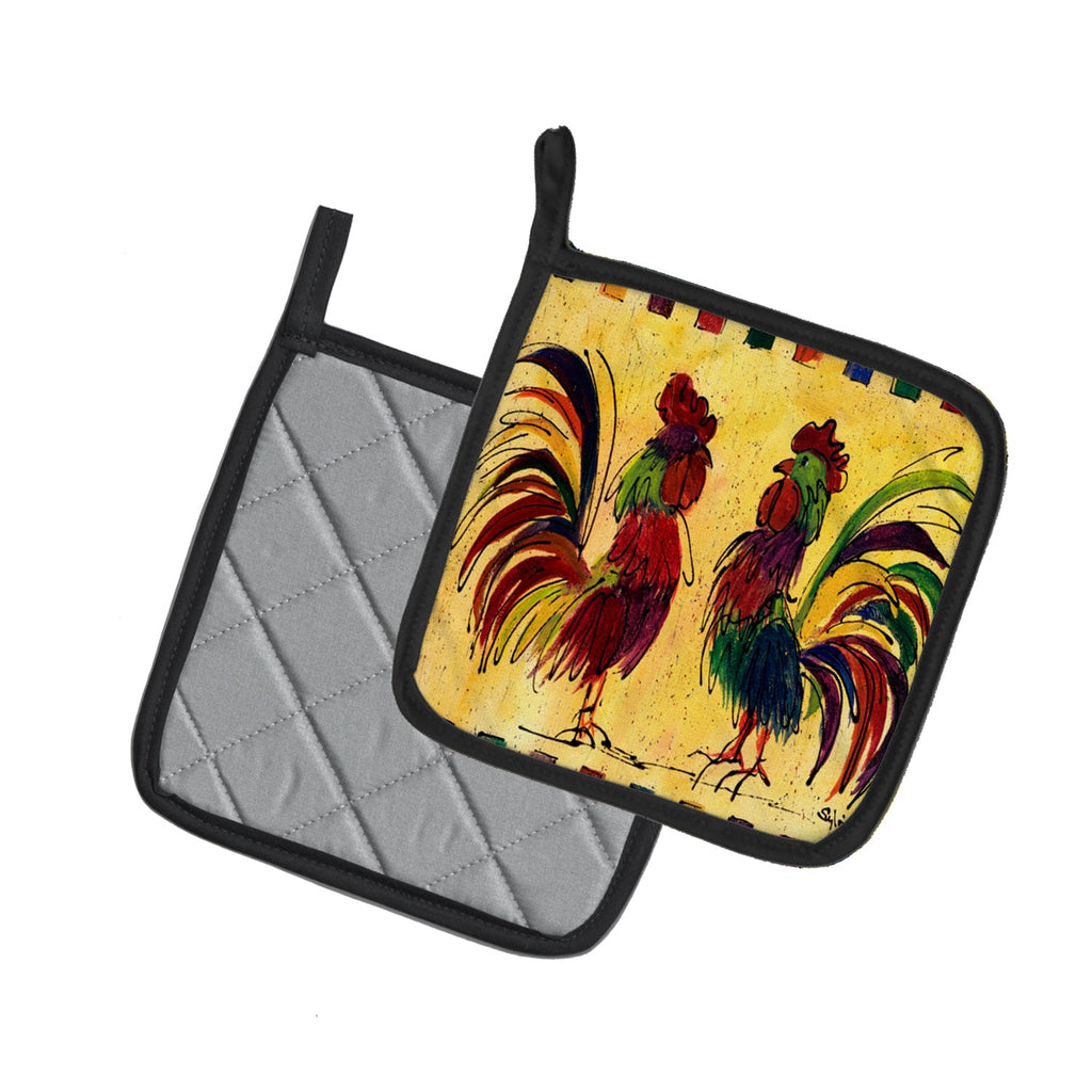 Bird - Rooster Pot Holder Set of 2 Heat Resistant Quilted Hot Pads 7.5 x 7.5 Inch, Insulated Kitchen Trivets for Cooking & Baking