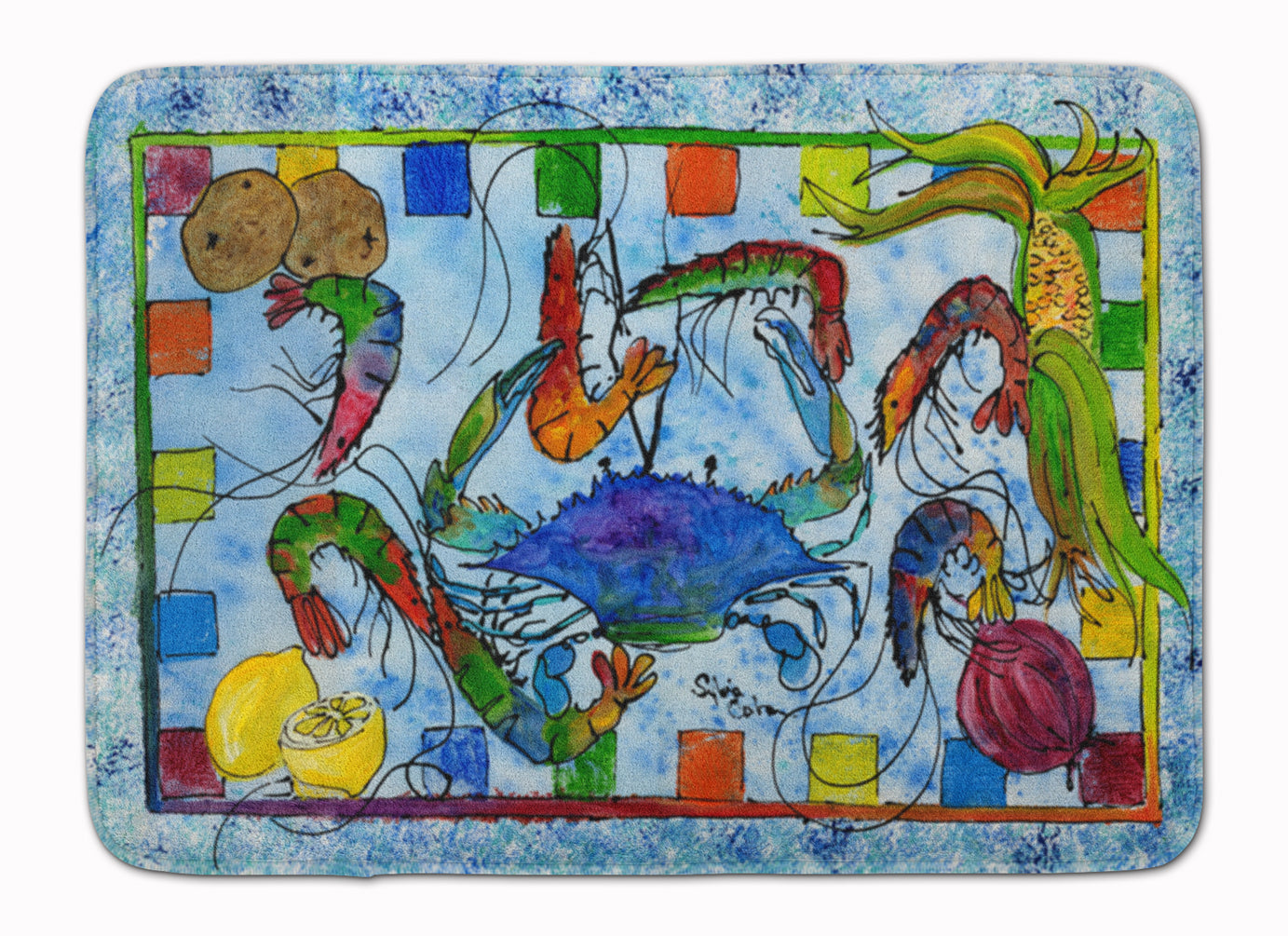 Crab Memory Foam Kitchen Mat Machine Washable Anti-Fatigue Cushion Comfort Bath or Kitchen Rug