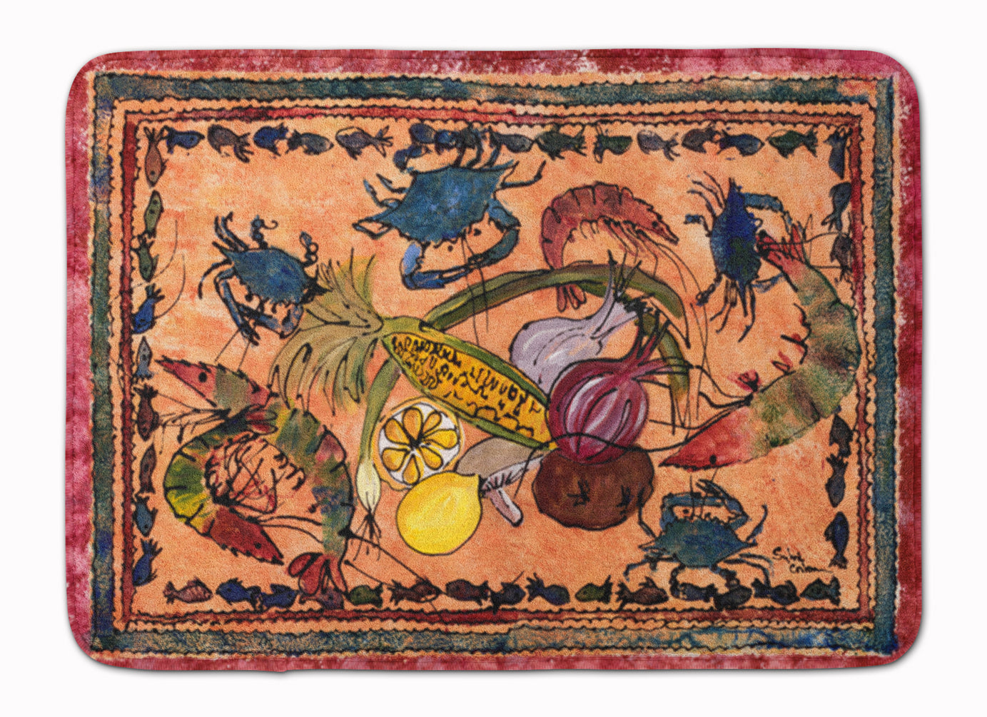 Crab Memory Foam Kitchen Mat Machine Washable Anti-Fatigue Cushion Comfort Bath or Kitchen Rug