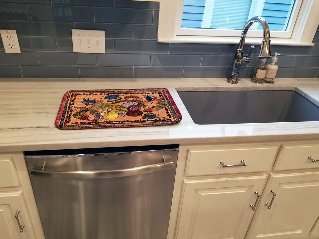 Crab Dish Drying Mat Absorbent Dish Drying Mat Pad for Kitchen Counter Dish Drainer Mat for Countertop, 14 x 21", Multicolor