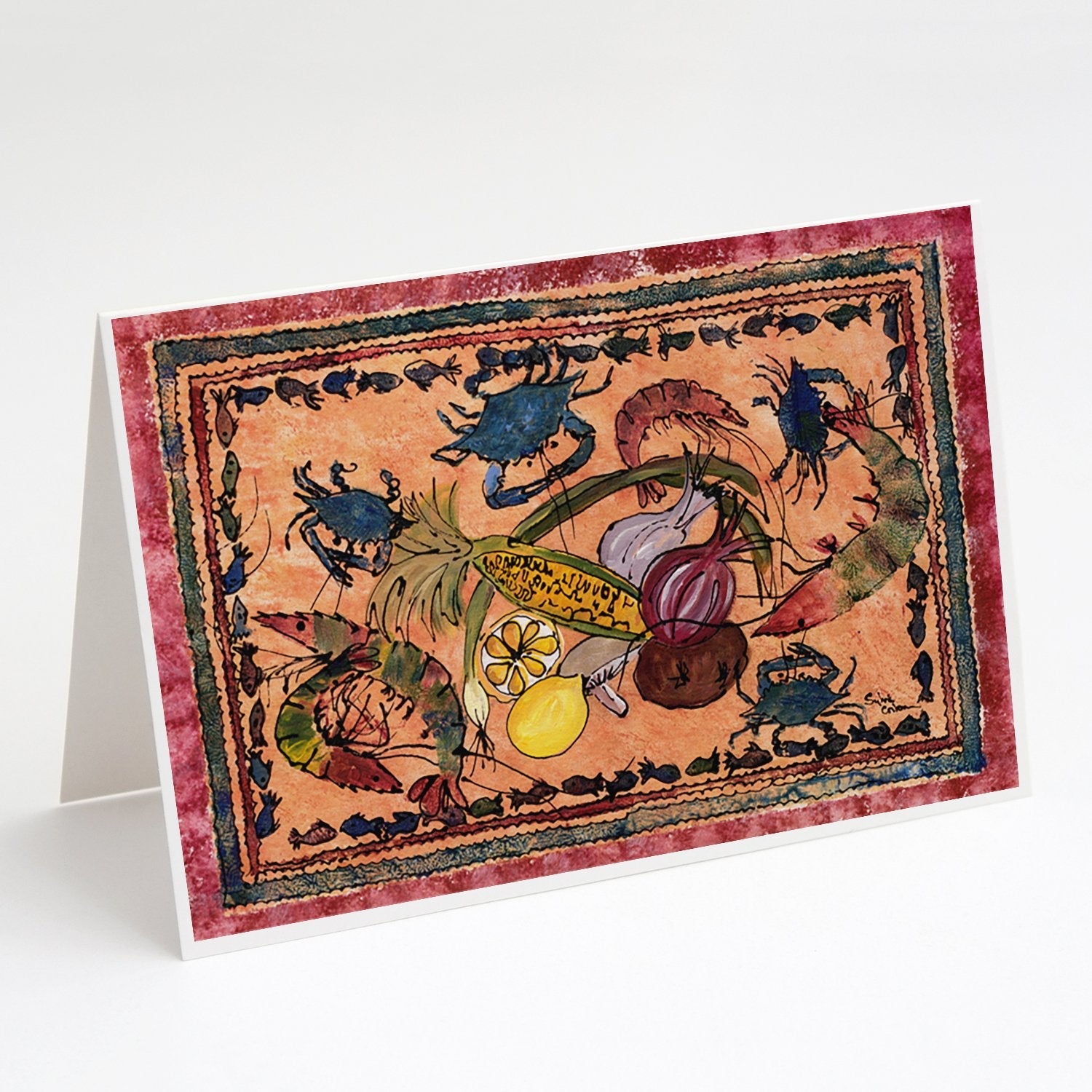 Crab Greeting Cards Pack of 8 Blank Cards with Envelopes Whimsical A7 Size 5x7