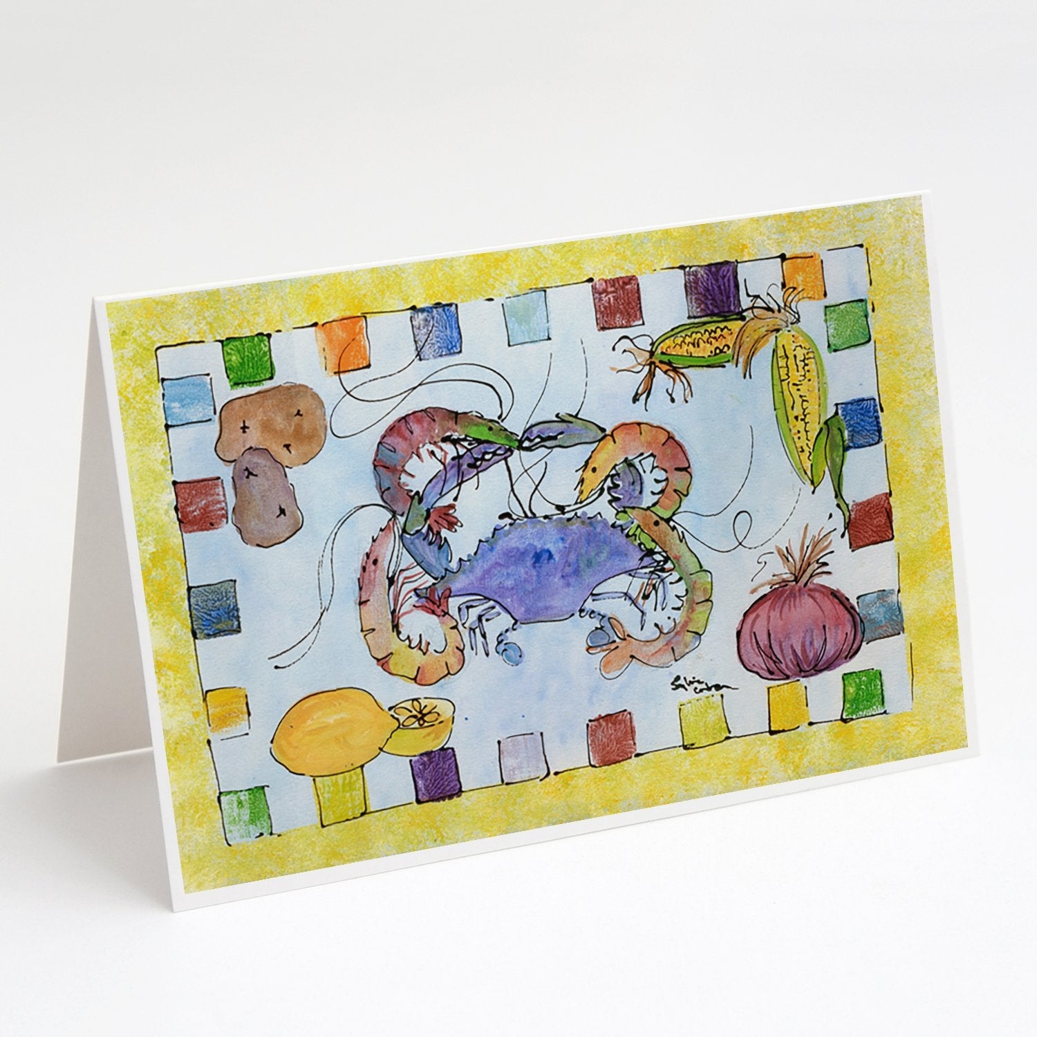 Crab Greeting Cards Pack of 8 Blank Cards with Envelopes Whimsical A7 Size 5x7