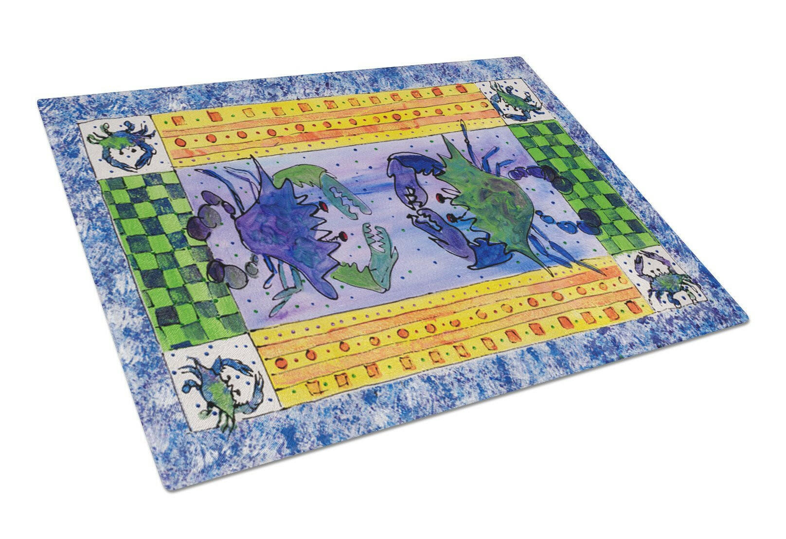 Crab Cutting Board Tempered Glass Kitchen Cutting Surface, Heat Resistant Chopping, Non-Slip Feet, Food Prep & Serving