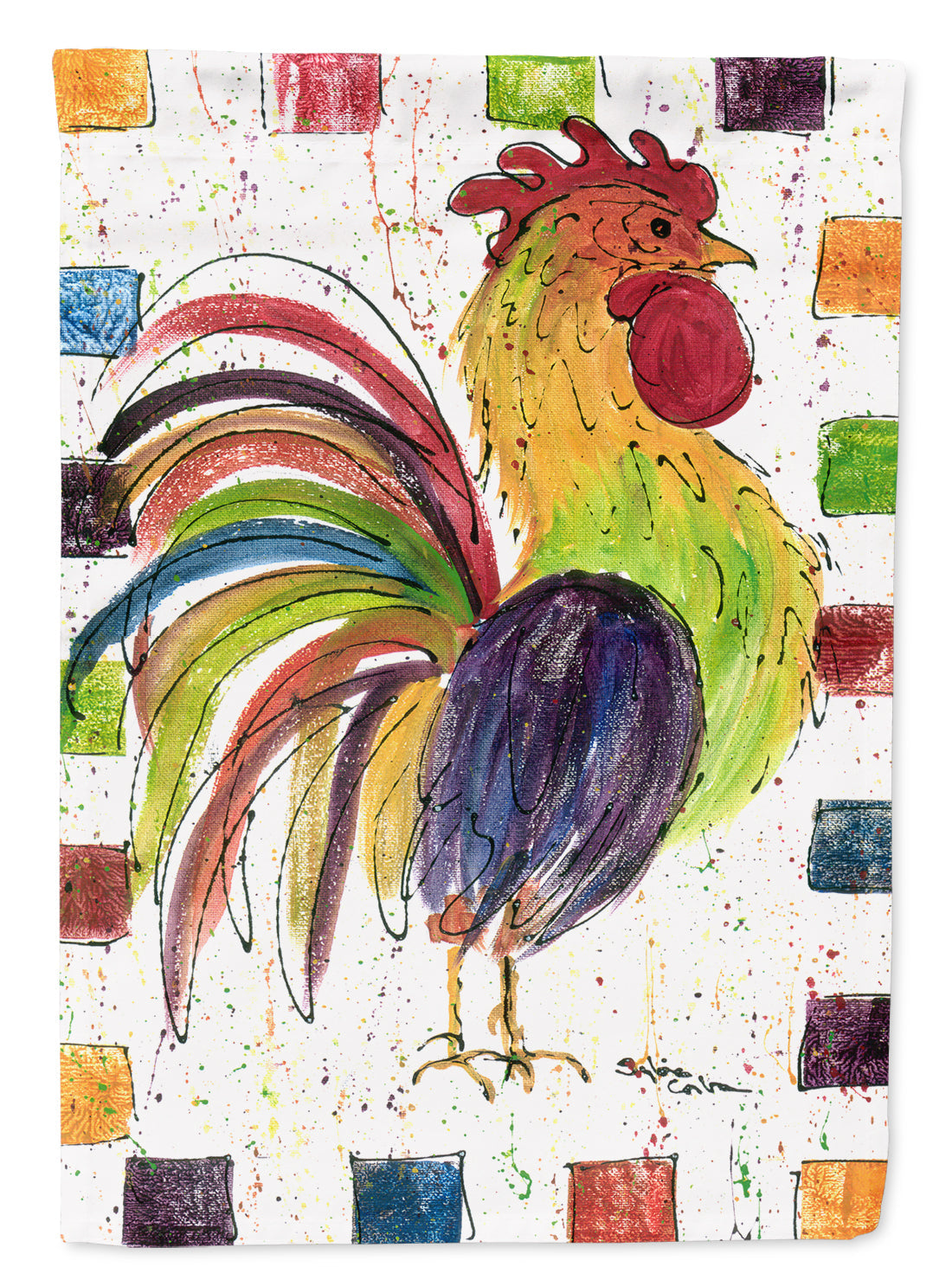 Rooster House Flag 28x40 Porch Sleeve Pole Decorative Outside Yard Banner Artwork Wall Hanging, Polyester