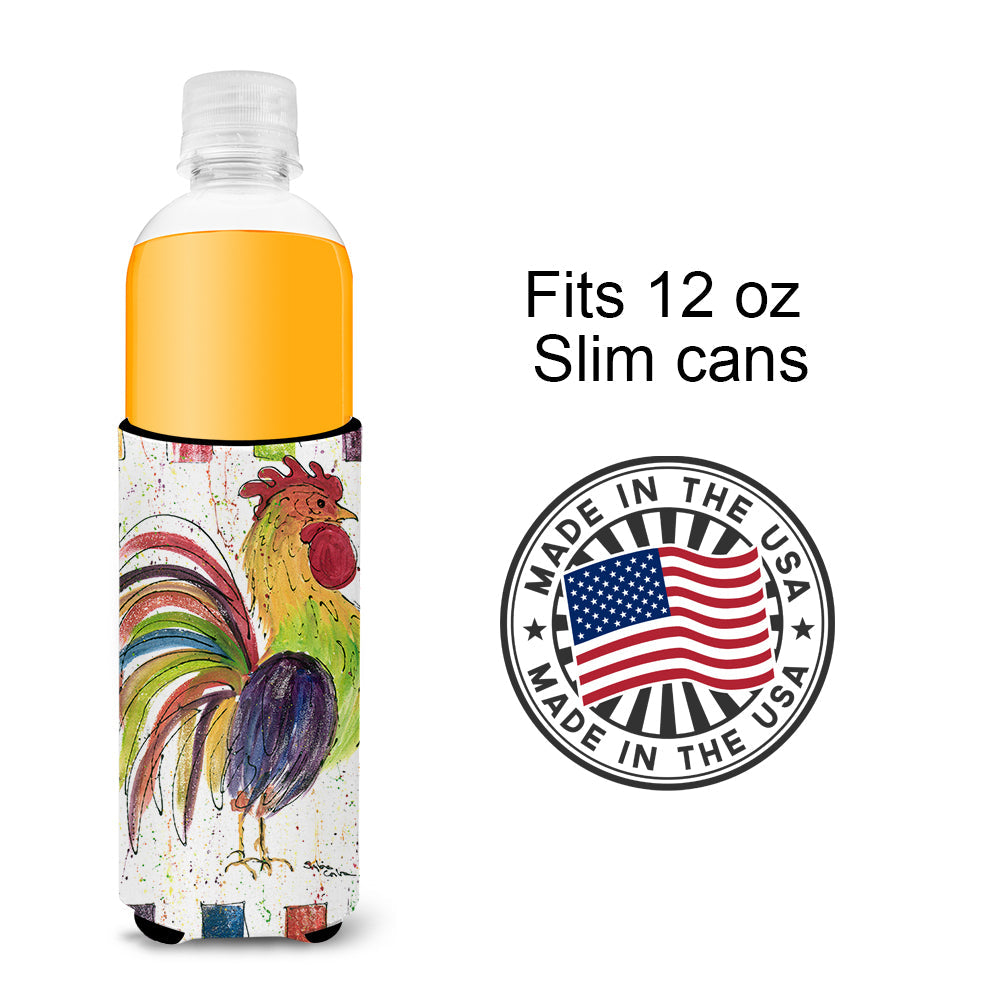 Rooster Slim Can Hugger , Insulated Foam Hugger for 12 oz Slim Cans, Beer Bottles & Water Bottles, Printed in USA
