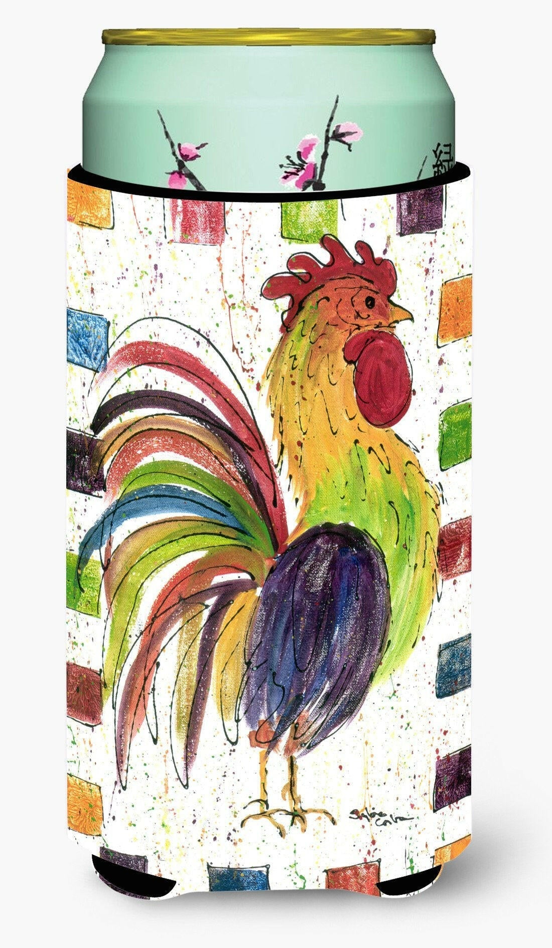 Rooster Tall Boy Hugger Can Cooler Sleeve Machine Washable Drink Collapsible Insulator Beverage Insulated Holder