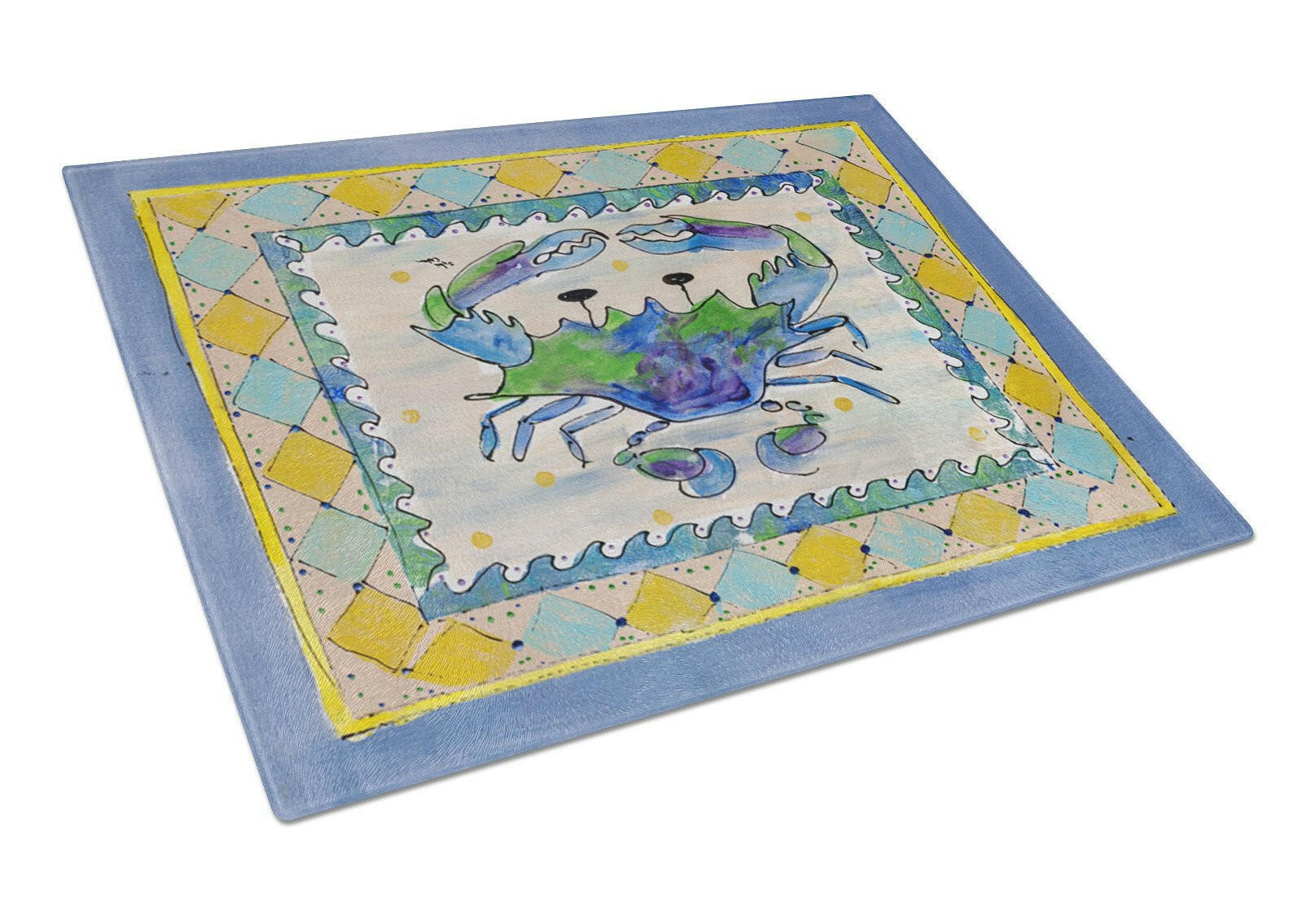 Crab Cutting Board Tempered Glass Kitchen Cutting Surface, Heat Resistant Chopping, Non-Slip Feet, Food Prep & Serving