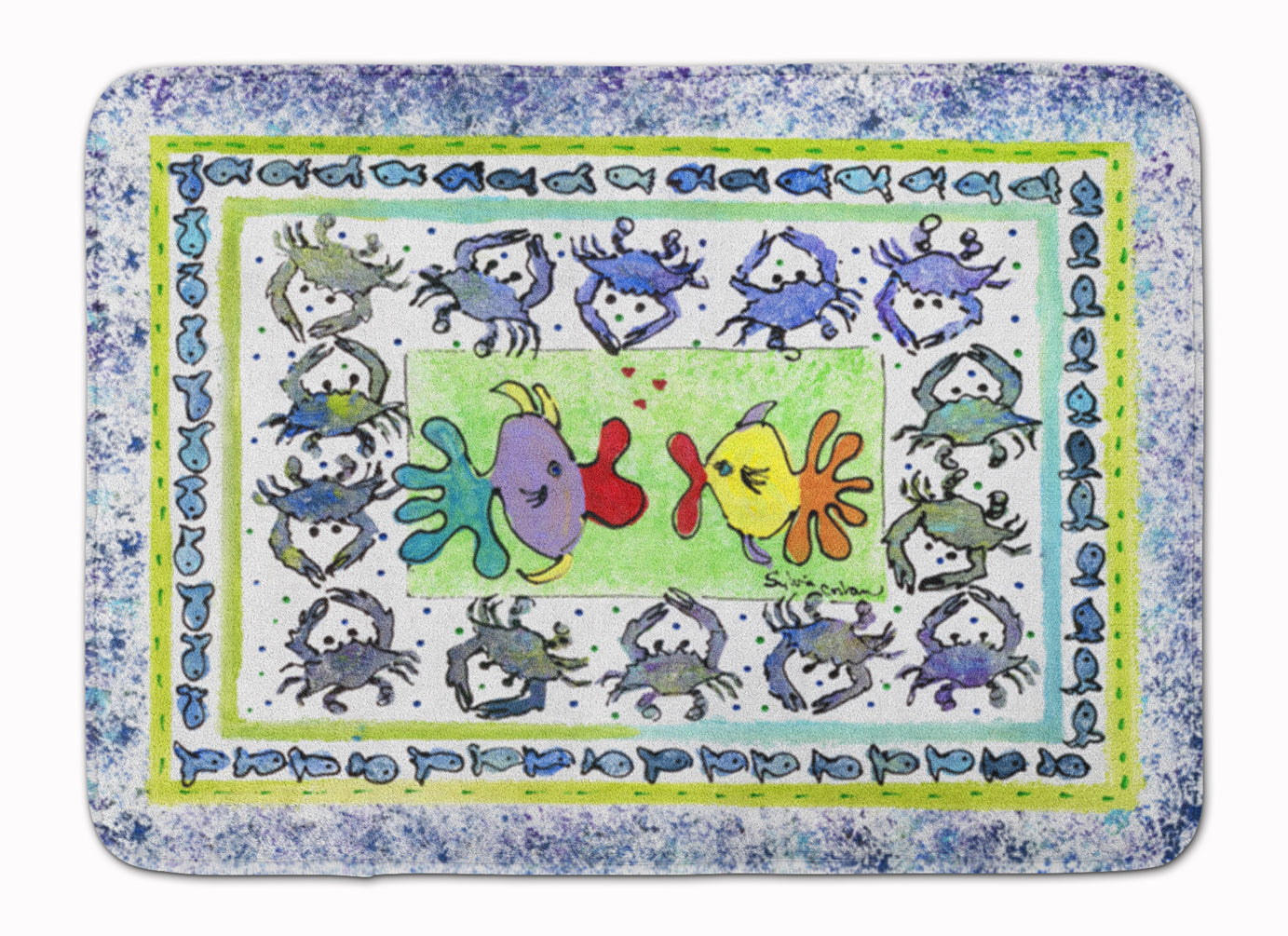 Kissing Fish Memory Foam Kitchen Mat Machine Washable Anti-Fatigue Cushion Comfort Bath or Kitchen Rug