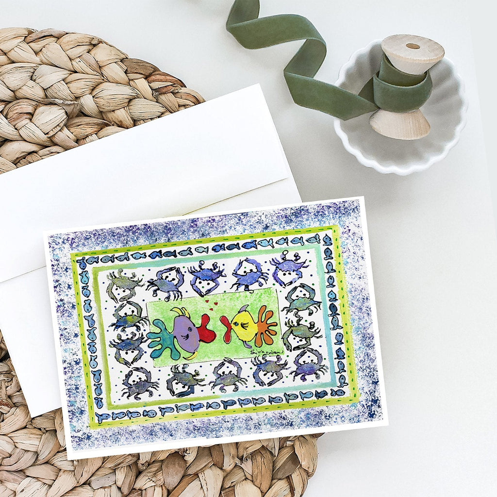 Kissing Fish Greeting Cards Pack of 8 Blank Cards with Envelopes Whimsical A7 Size 5x7