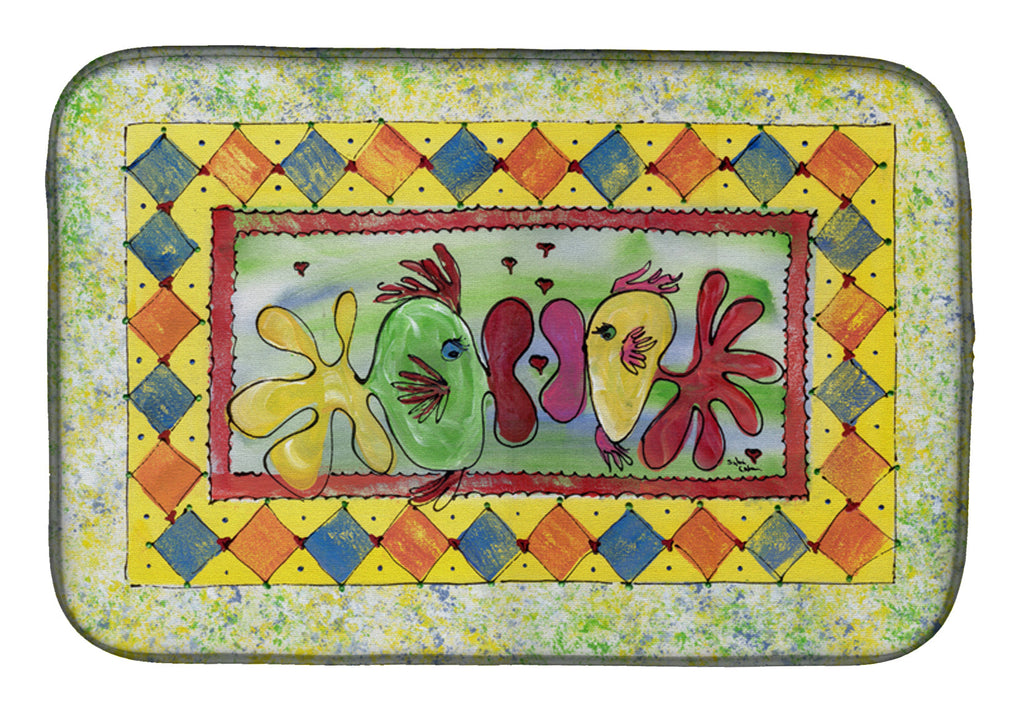 Kissing Fish Dish Drying Mat Absorbent Dish Drying Mat Pad for Kitchen Counter Dish Drainer Mat for Countertop, 14 x 21", Multicolor