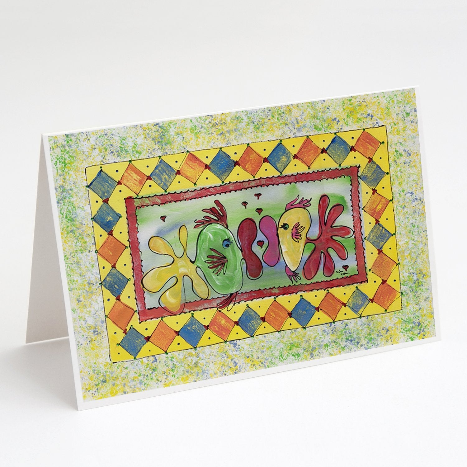 Kissing Fish Greeting Cards Pack of 8 Blank Cards with Envelopes Whimsical A7 Size 5x7