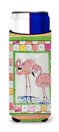 Bird - Flamingo Slim Can Hugger , Insulated Foam Hugger for 12 oz Slim Cans, Beer Bottles & Water Bottles, Printed in USA