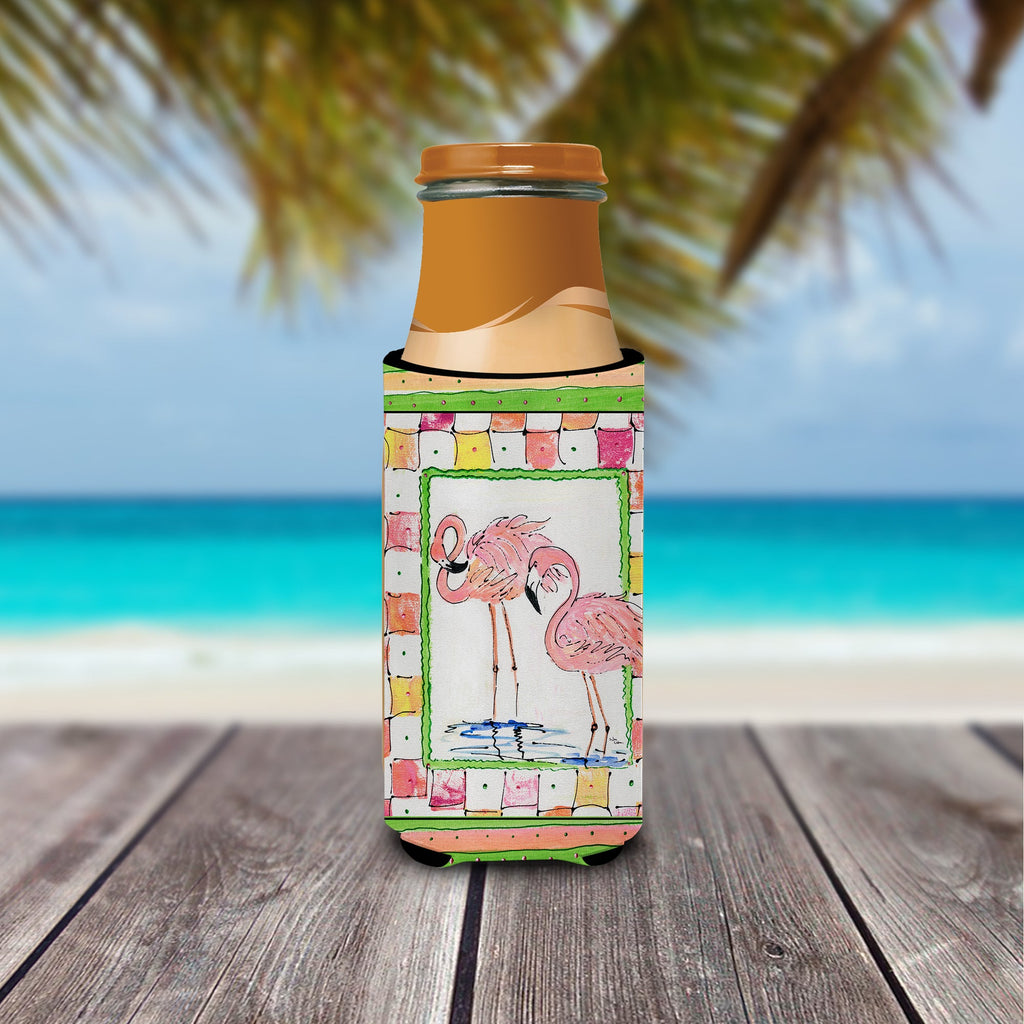 Bird - Flamingo Slim Can Hugger , Insulated Foam Hugger for 12 oz Slim Cans, Beer Bottles & Water Bottles, Printed in USA