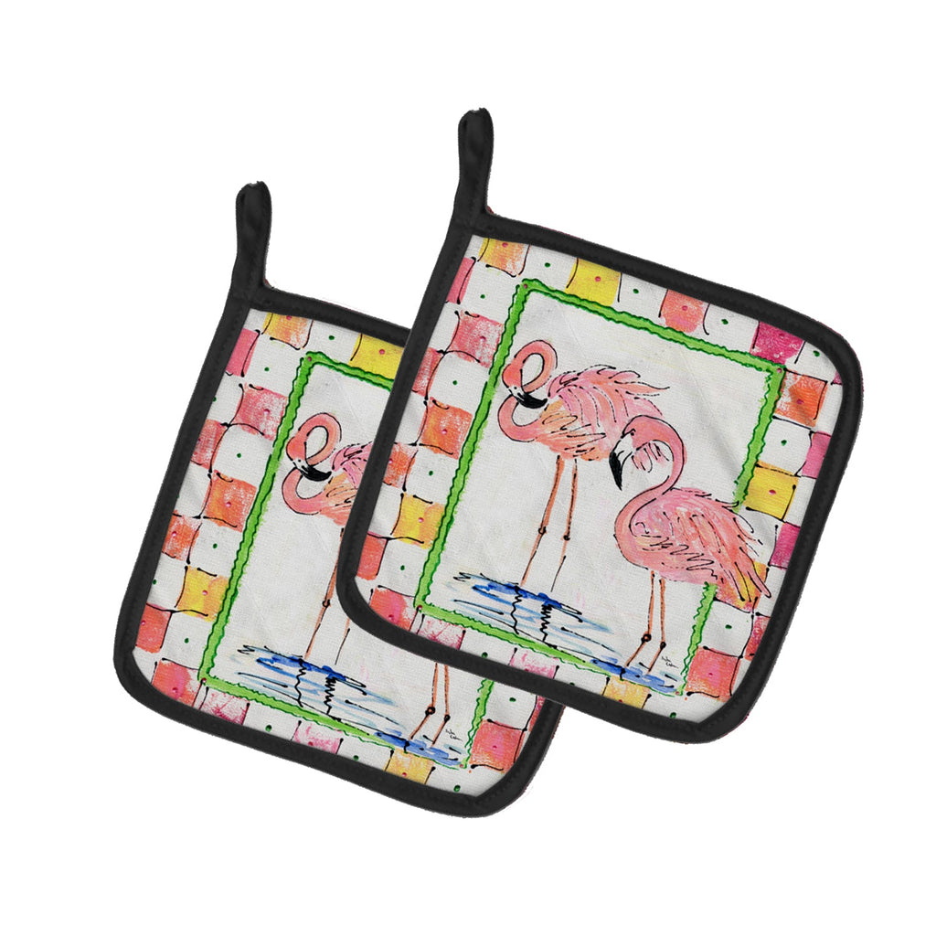 Bird - Flamingo Pot Holder Set of 2 Heat Resistant Quilted Hot Pads 7.5 x 7.5 Inch, Insulated Kitchen Trivets for Cooking & Baking