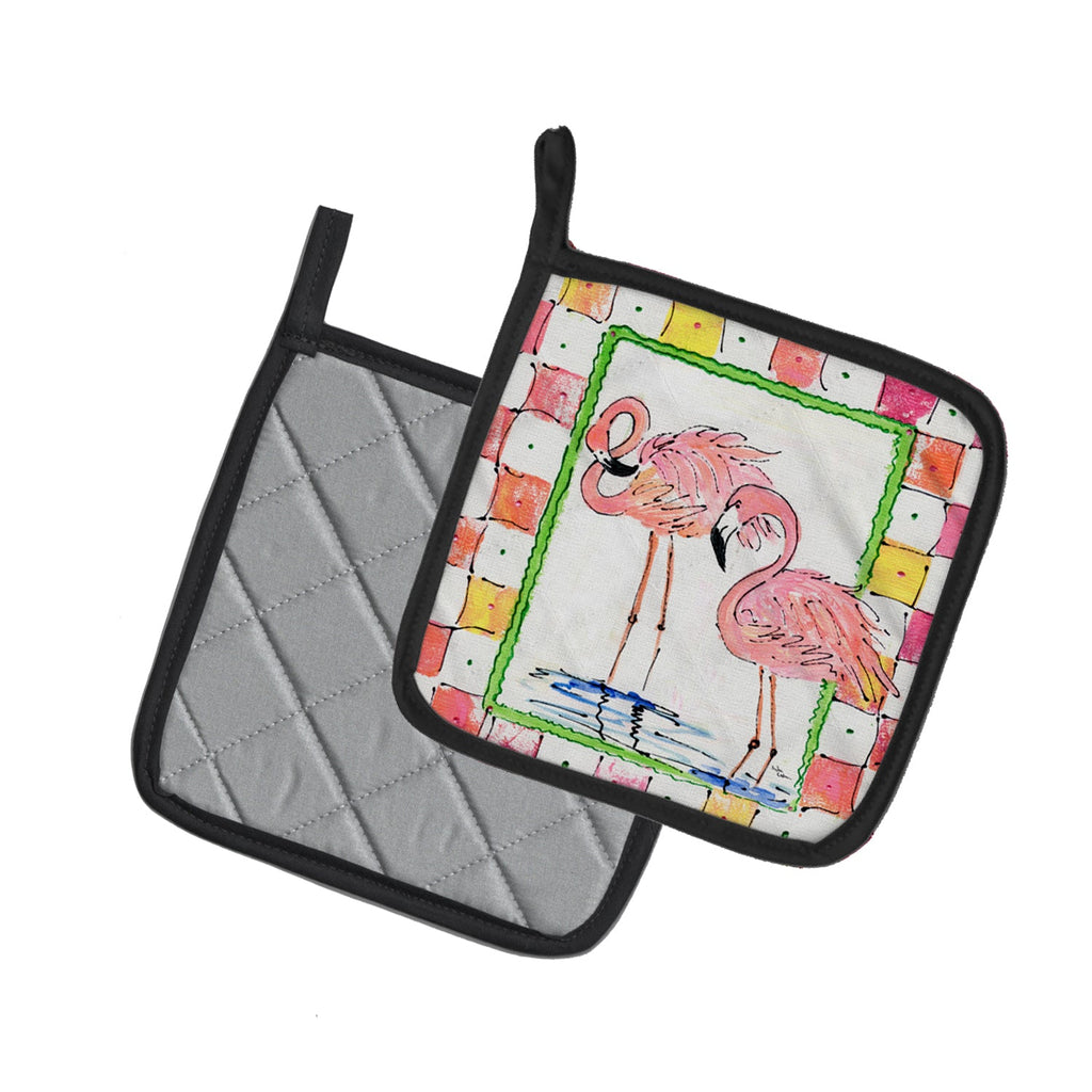 Bird - Flamingo Pot Holder Set of 2 Heat Resistant Quilted Hot Pads 7.5 x 7.5 Inch, Insulated Kitchen Trivets for Cooking & Baking