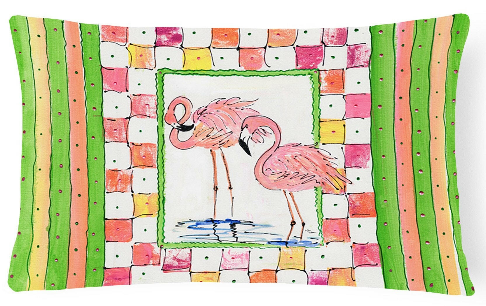 Bird - Flamingo Decorative Throw Pillow 12x16 Indoor Outdoor Accent Cushion, Fabric Cover with Insert for Sofa, Bed, Porch & Living Room