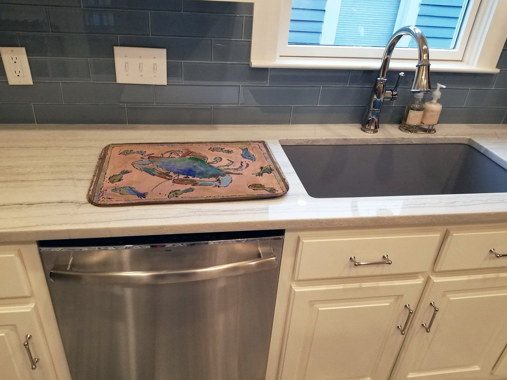 Crab Dish Drying Mat Absorbent Dish Drying Mat Pad for Kitchen Counter Dish Drainer Mat for Countertop, 14 x 21", Multicolor