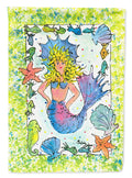Blonde Funky Mermaid House Flag 28x40 Porch Sleeve Pole Decorative Outside Yard Banner Artwork Wall Hanging, Polyester