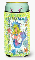 Blonde Funky Mermaid Tall Boy Hugger Can Cooler Sleeve Machine Washable Drink Collapsible Insulator Beverage Insulated Holder