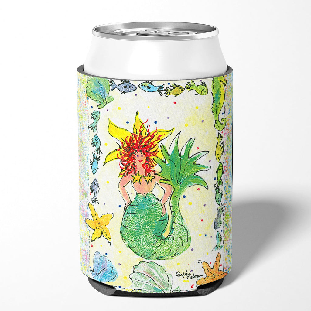 Red Headed Funky Mermaid Can or Bottle Hugger Cooler Sleeve for Standard 12 oz Cans, Insulated Foam Beer & Soda Can Hugger Reusable