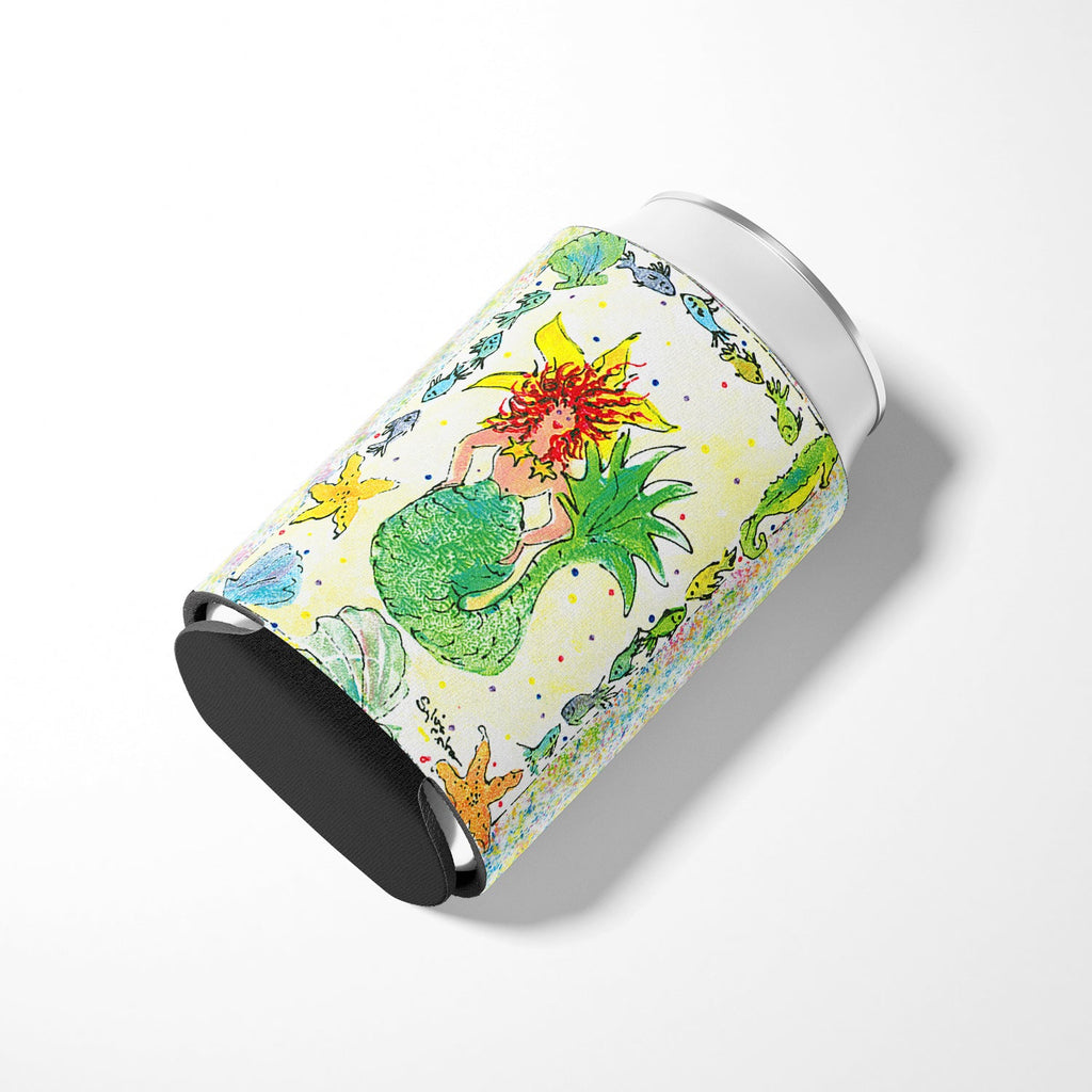 Red Headed Funky Mermaid Can or Bottle Hugger Cooler Sleeve for Standard 12 oz Cans, Insulated Foam Beer & Soda Can Hugger Reusable