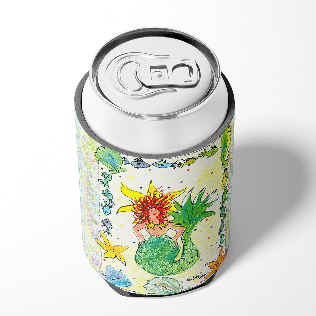Red Headed Funky Mermaid Can or Bottle Hugger Cooler Sleeve for Standard 12 oz Cans, Insulated Foam Beer & Soda Can Hugger Reusable
