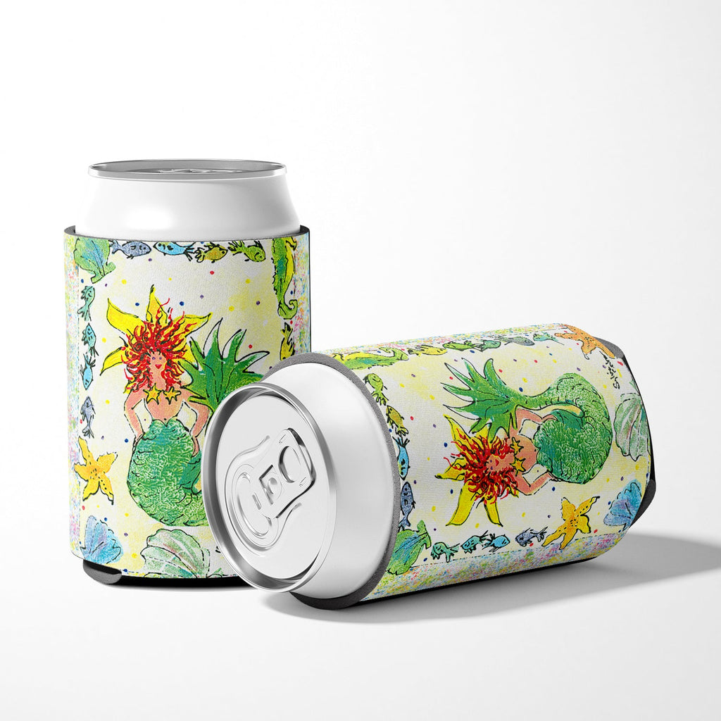 Red Headed Funky Mermaid Can or Bottle Hugger Cooler Sleeve for Standard 12 oz Cans, Insulated Foam Beer & Soda Can Hugger Reusable