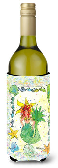 Red Headed Funky Mermaid Wine Bottle Hugger Gift Sleeve for Standard 750 ml Bottles, Insulated Reusable Also Fits Mini Shot & Pint Bottles