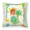 Red Headed Funky Mermaid Decorative Throw Pillow 14x14 Indoor Outdoor Accent Cushion, Fabric Cover with Insert for Sofa, Bed, Porch & Living Room