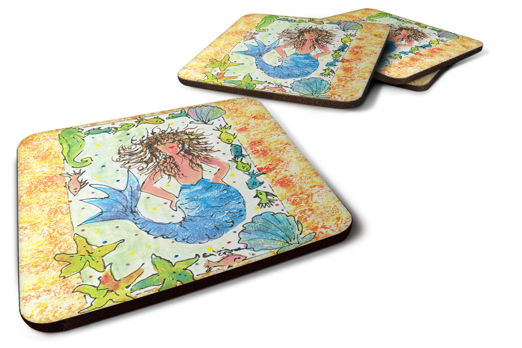 Mermaid Foam Coasters Set of 4 Cup Coasters for Indoor Outdoor, Tabletop Protection, Anti Slip, Mouse pad Material
